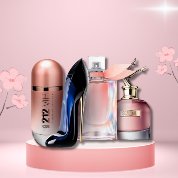 Set de 4 Perfumes Scandal + 212 VIP Rosé + La Vie est Belle + Good Girl 100ml