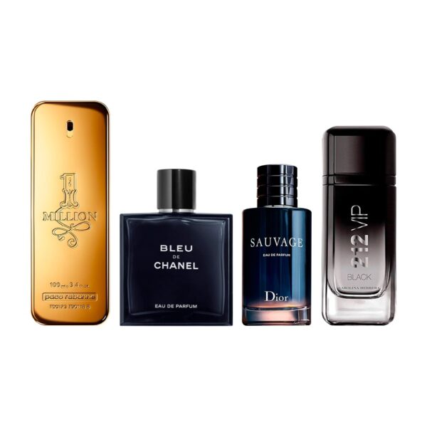 Set de 4 Perfumes 1 Million + Bleu de Chanel + Sauvage + 212 VIP Black 100ml - Image 2