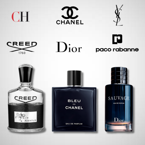 Set de 3 Perfumes Creed Aventus + Bleu de Chanel + Dior Sauvage 100ml