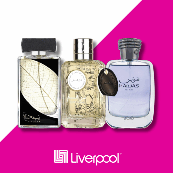 Set de 3 Perfumes Najdia Eau de Parfum + Dirham Eau de Toilette + Hawas for Him 100ml